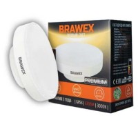 Лампа светодиодная Brawex (в форме таблетки) 7Вт., Тёплый белый свет, цоколь GX53, Ж-01