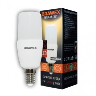 Лампа светодиодная Brawex (широкий угол) 7Вт., Тёплый белый свет, цоколь Е14, Ш-01