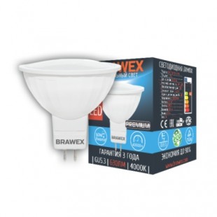 Лампа светодиодная Brawex (MR16) 7Вт., Нейтральный белый свет, цоколь GU5.3, Т-04