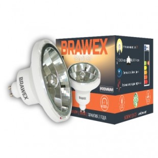 Лампа светодиодная Brawex (AR111) 12Вт., Тёплый белый свет, цоколь GU10, Т-09