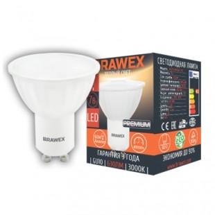 Лампа светодиодная диммируемая Brawex (PAR16) 7Вт., Тёплый белый свет, цоколь GU10, ТД-01