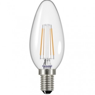 Лампа светодиодная филаментная General (свеча) 6Вт., тёплый белый свет, цоколь Е14, 646100
