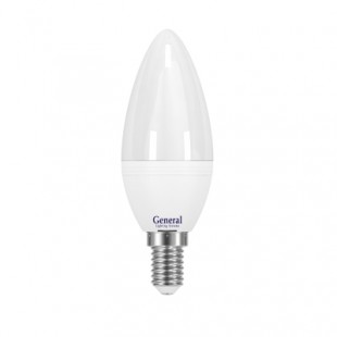 Лампа светодиодная General (свеча матовая) 7Вт., Теплый белый свет, цоколь Е14, 637900