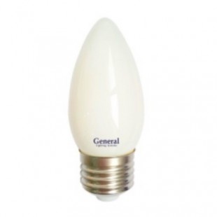 Лампа светодиодная филаментная General (свеча матовая) 7Вт., Тёплый белый свет, цоколь Е27, 649950