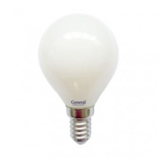 Лампа светодиодная филаментная General (шарик матовый) 6Вт., Холодный белый свет, цоколь Е14, 649961