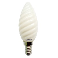 Лампа светодиодная филаментная General (свеча витая матовая) 7Вт.,Тёплый белый свет, цоколь Е14, 654800